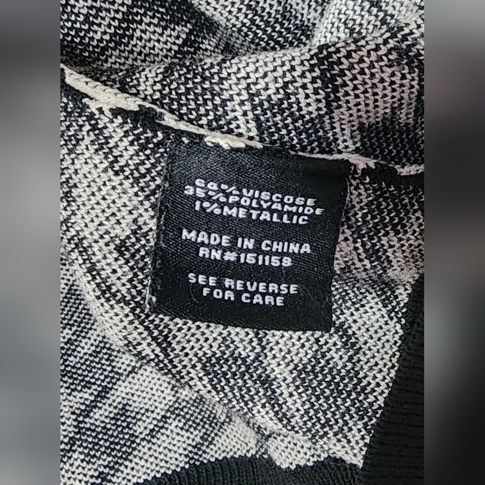 525 America Gold Metallic Black and White Houndstooth Sweater Size Small - Picture 3 of 9